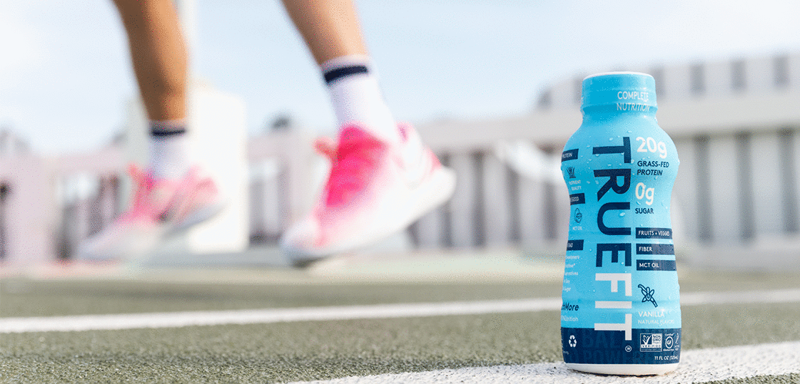 Truefit ready-to-drink meal replacement shake as a protein packed snack