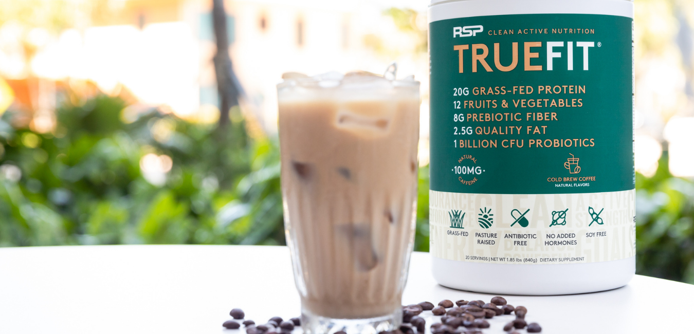 Pumpkin spice cold brew coffee with TrueFit protein powder