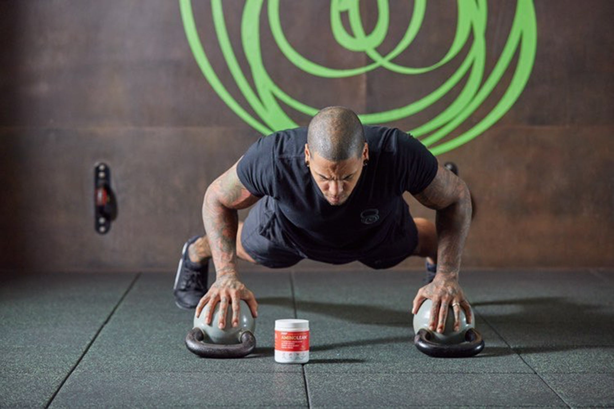 Man getting a quick workout in while drinking vegan amino lean vegan pre workout