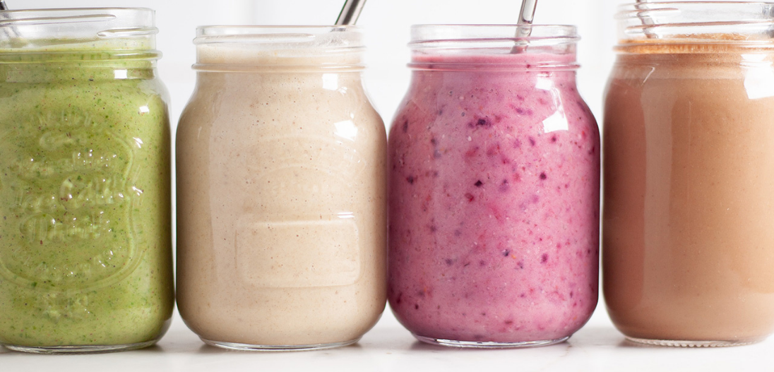 High protein smoothie made with whey protein powder and vegan protein powder