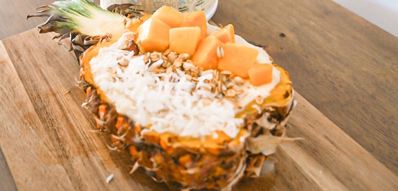 Collagen protein pineapple smoothie bowl