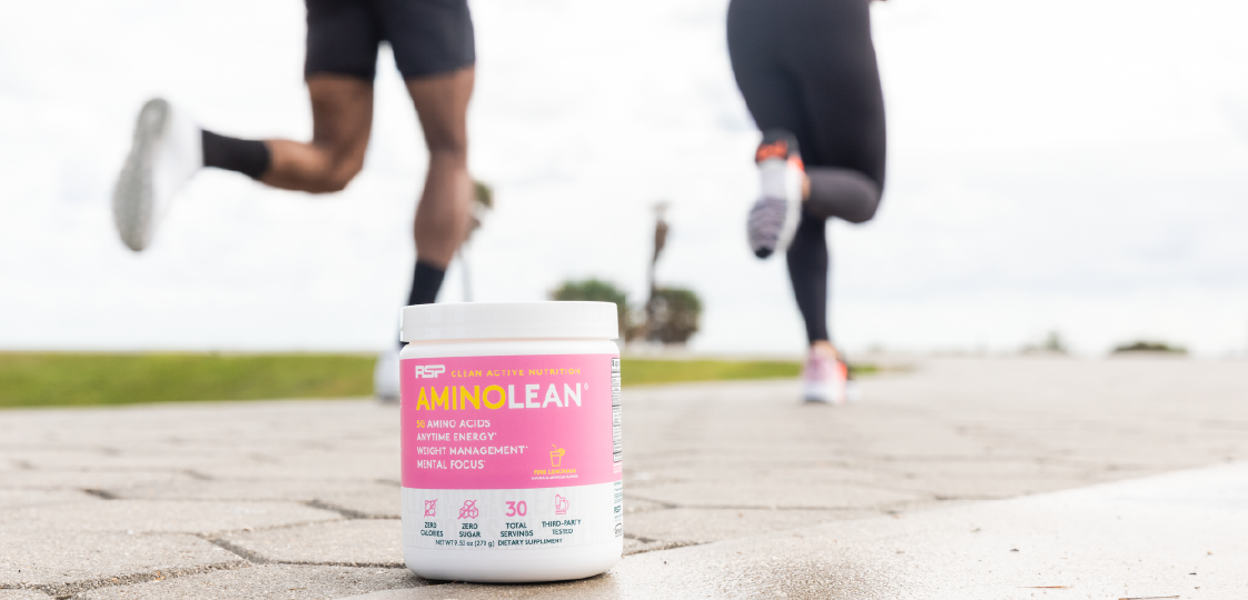 Two runners that use amino lean pre workout pink lemonade to fuel their workouts