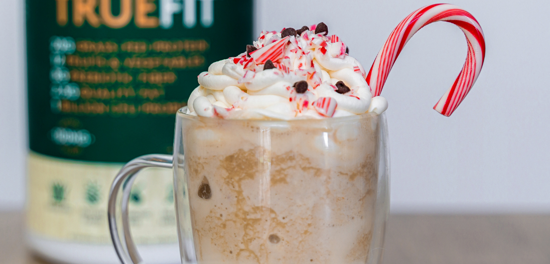 Frozen peppermint cold brew mocha with TrueFit cold brew protein powder