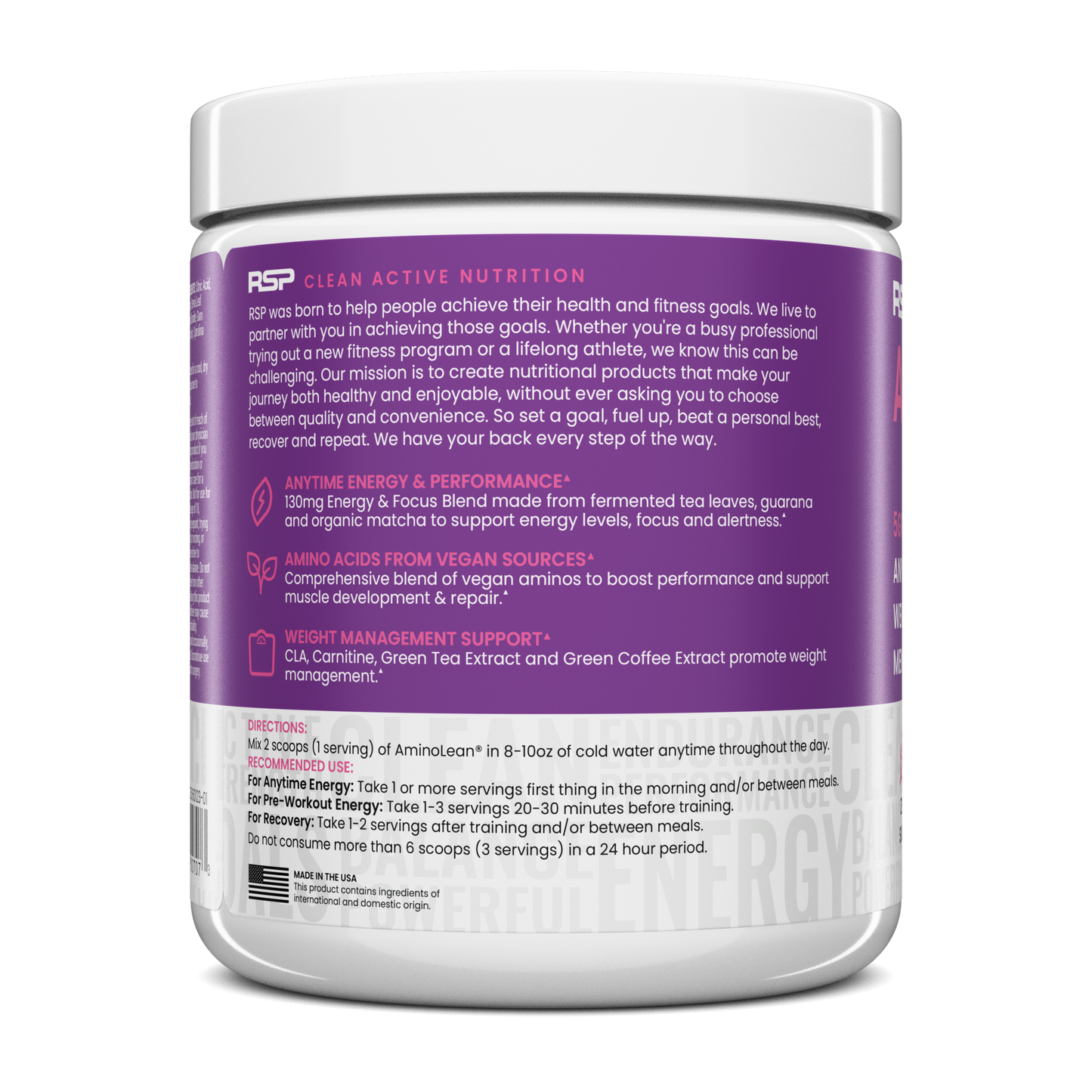 AminoLean Pre Workout Naturally Sweetened - Acai