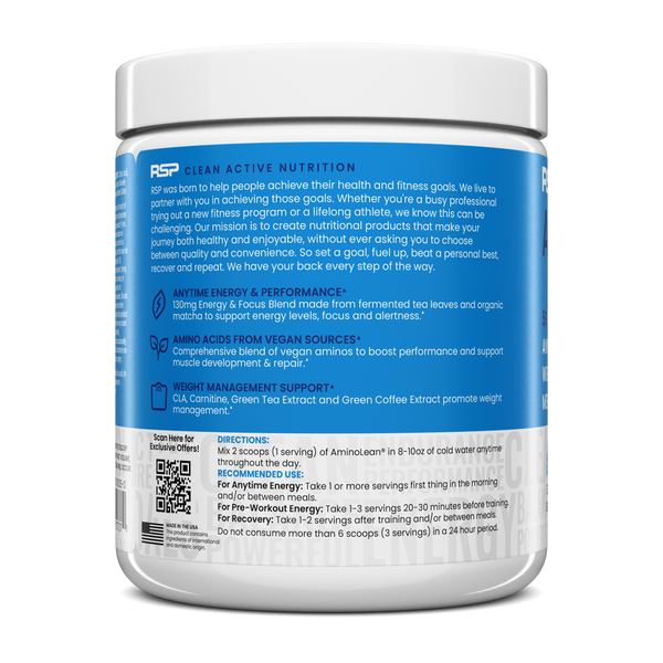 AminoLean Energy Blue Raspberry by RSP Nutrition Official Site  TrueFit  Nutrition