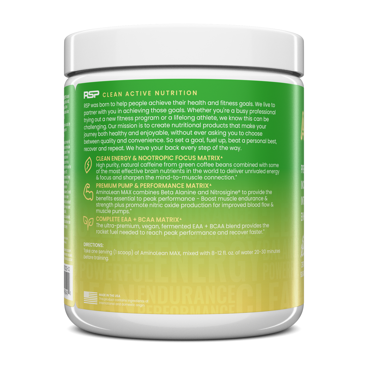 AminoLean MAX Pre Workout Naturally Sweetened - Maui Pineapple