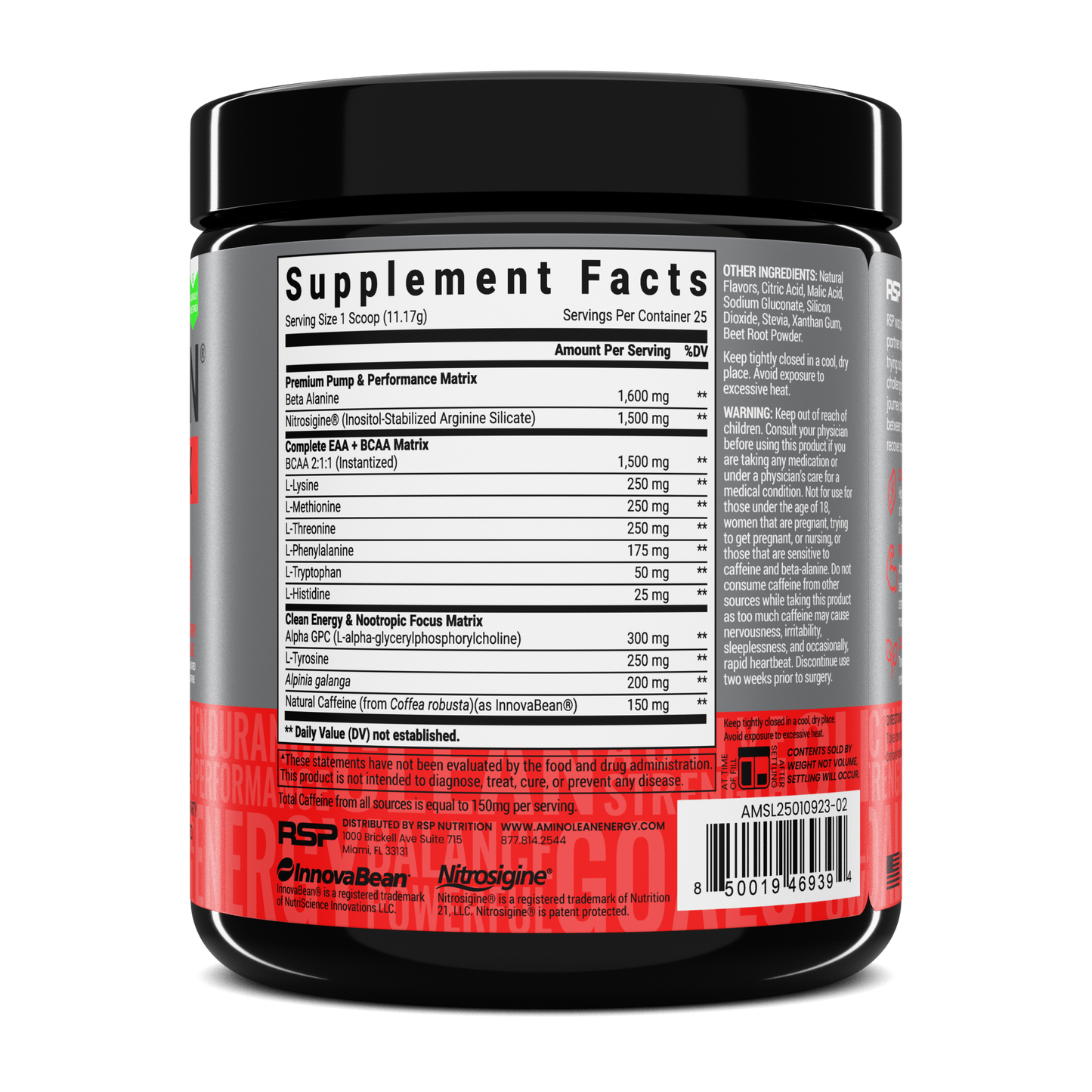 AminoLean MAX Pre Workout Naturally Sweetened - Strawberry Lemonade