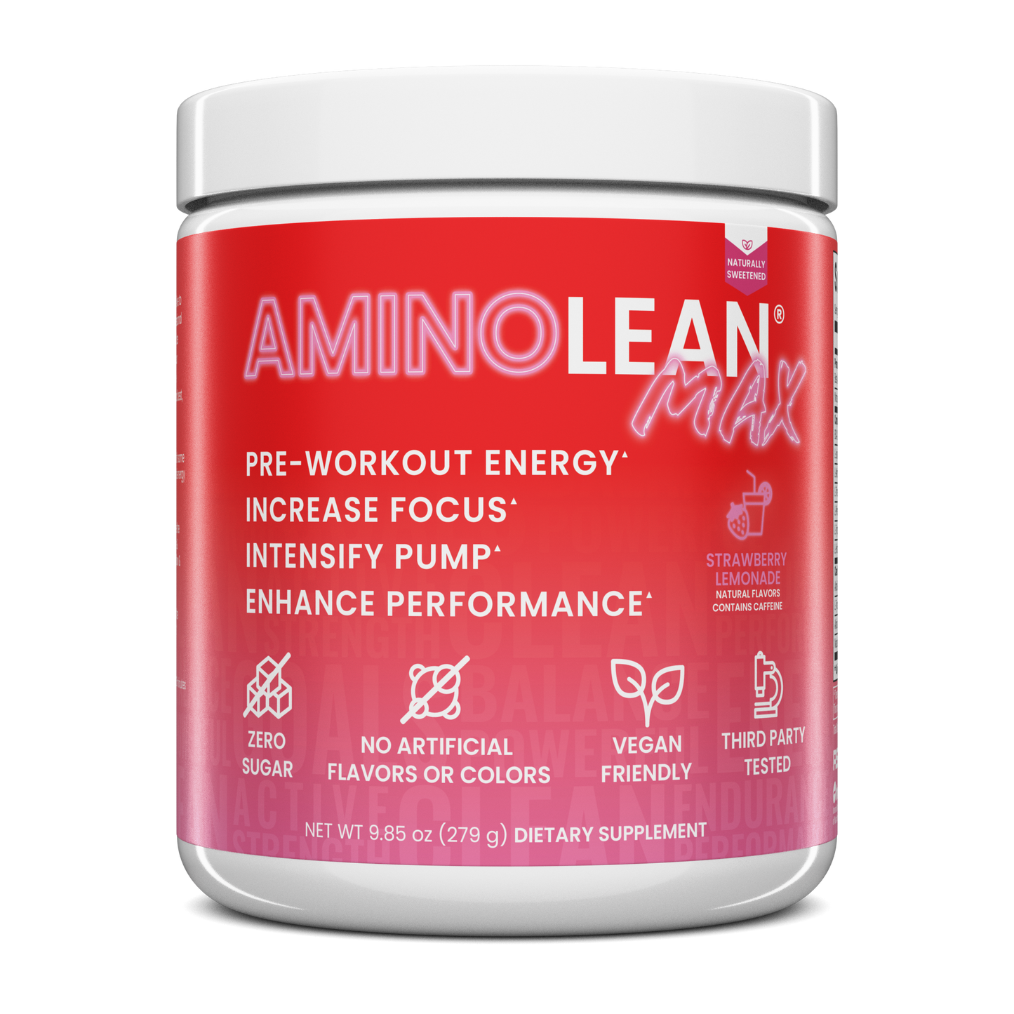 AminoLean MAX Pre Workout Naturally Sweetened - Strawberry Lemonade
