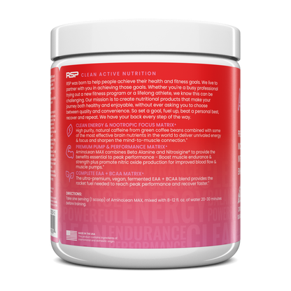 AminoLean MAX Pre Workout Naturally Sweetened - Strawberry Lemonade