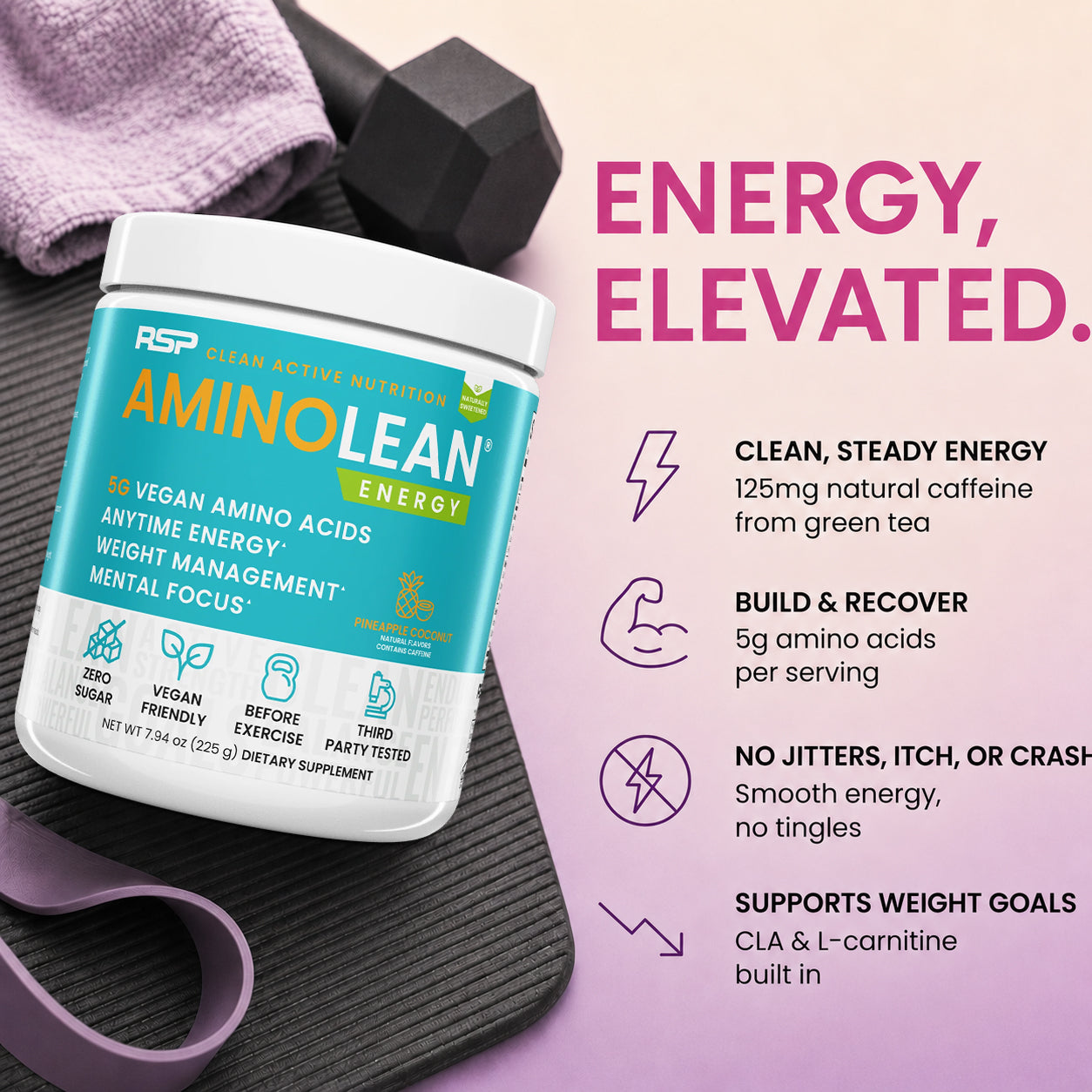 Aminolean Pre Workout Naturally Sweetened - Pineapple Coconut