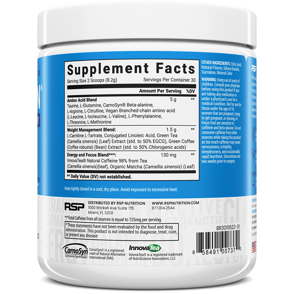AminoLean Energy Blue Raspberry by RSP Nutrition Official Site