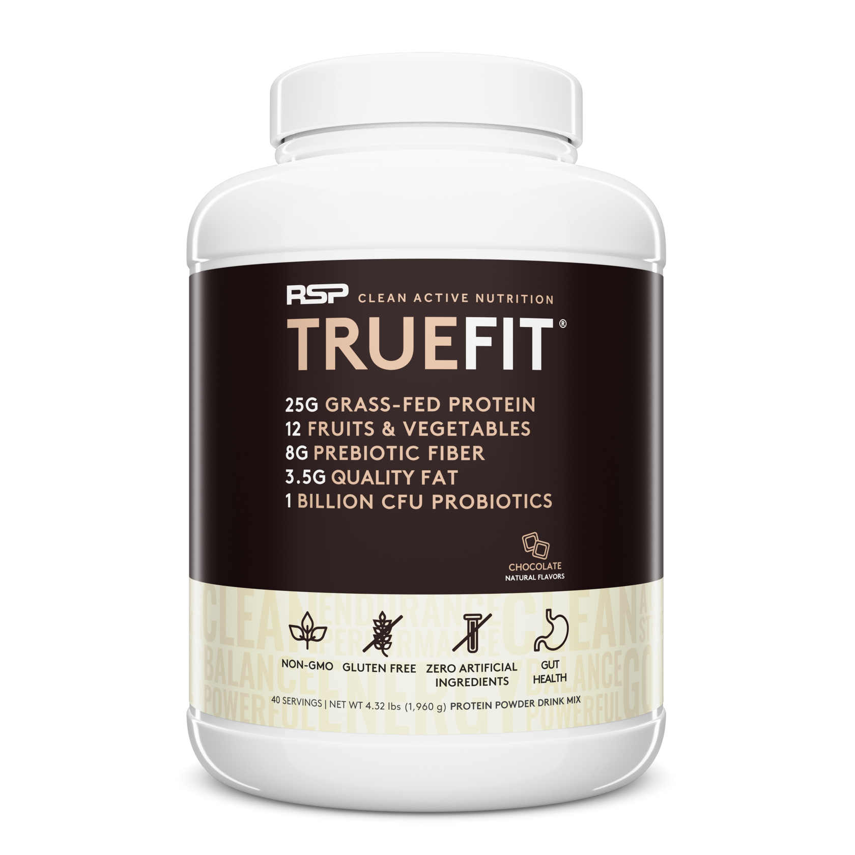 TrueFit Grass Fed Protein & Meal Replacement Powder Chocolate AminoLean RSP Nutrition