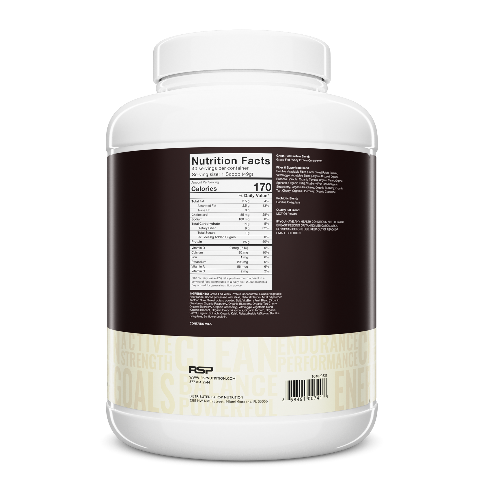 TrueFit Grass Fed Protein & Meal Replacement Powder Chocolate